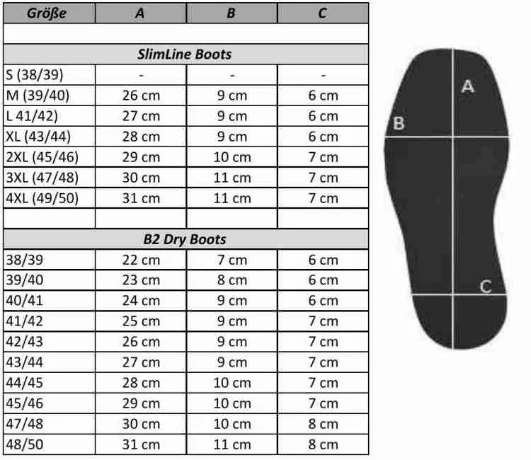 Schuhgrößen Tabelle Scubaforce Xpedition CM