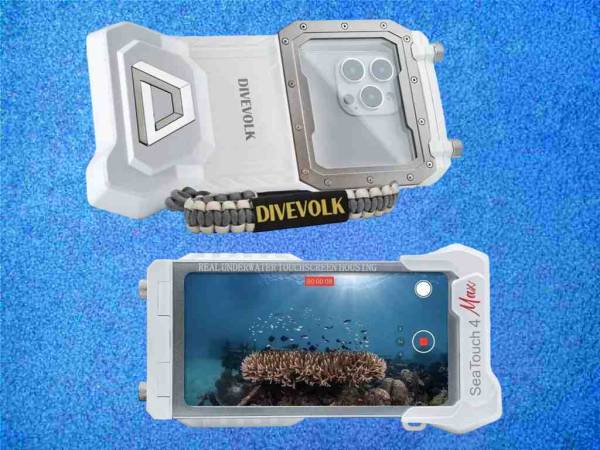 Divevolk SeaTouch 4 MAX weiss Smartphonegehäuse, vorne, hinten