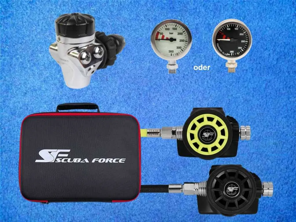 scubaforce, atemregler, regler, regulator, sidemount, stageregler, tec, blackdevil,