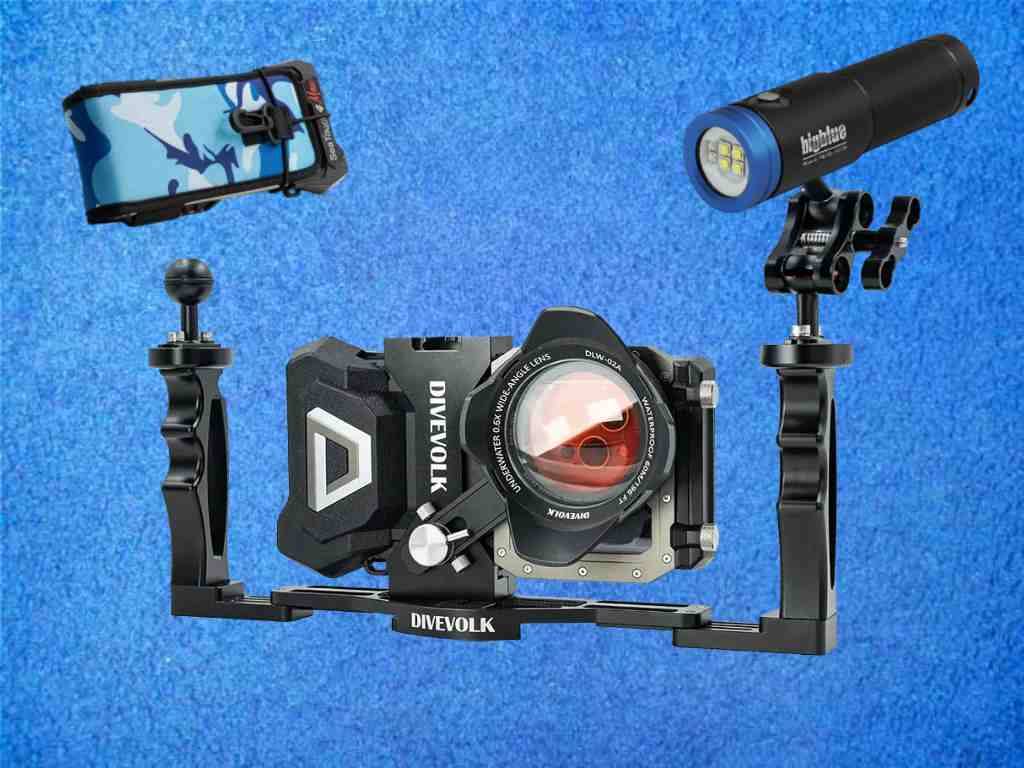 Divevolk Videograph Kit mit Bigblue AL2900XWPB Videolampe und Protective Cover